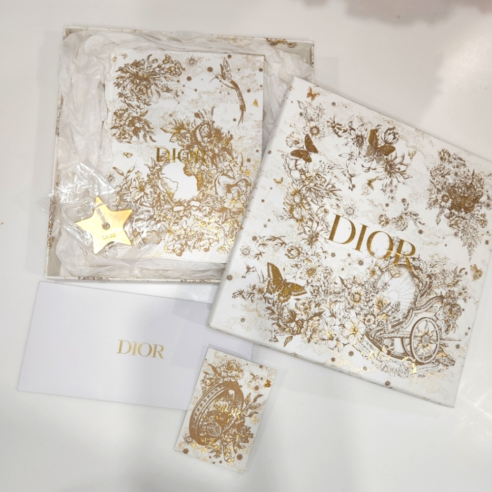 NWT Authentic Dior Gold and White Toile de Jouy Large Notebook